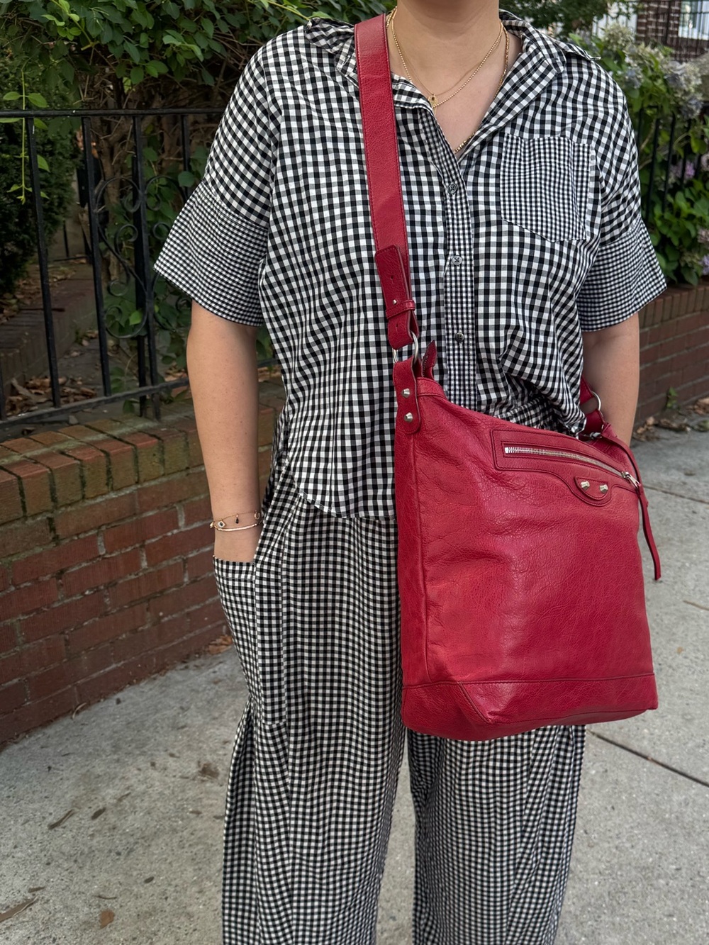 Balenciaga Day Crossbody Bag in Red Agneau Leather